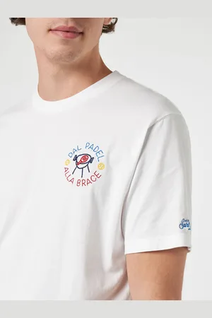 MC2 SAINT BARTH Man Classic Fit Cotton Jersey T-shirt Portofino With Dal Padel Alla Brace Embroidery Insulti Luminosi Special Edition