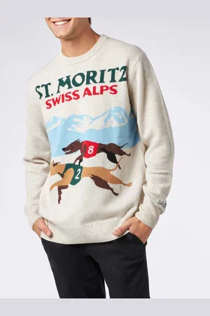 MC2 SAINT BARTH Man Crewneck Donegal Sweater With St. Moritz Polo Print