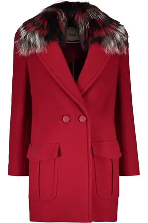 Fendi Virgin Wool Coat With Fox Fur