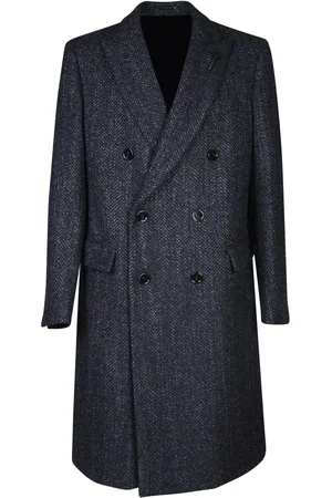LARDINI Grey/ Herringbone Double-breasted Coat