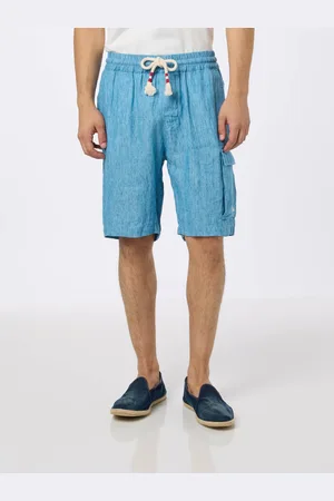 MC2 SAINT BARTH Man Denim Blue Linen Bermuda Marseille