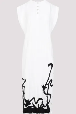 Lanvin Sleeveless Pleated Midi Dress