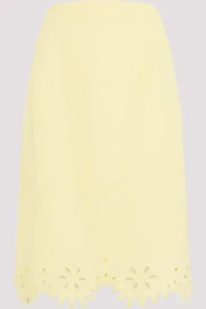 Bottega Veneta Grainy English Embroidery Midi Skirt