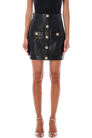 Balmain Leather Mini Skirt Quilted