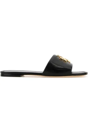 Tory Burch Black Nappa Leather Eleanor Slippers