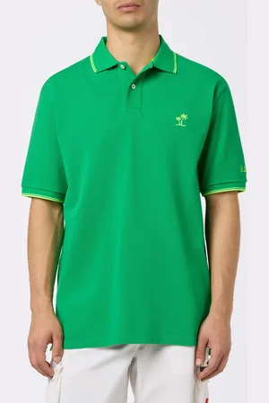 MC2 SAINT BARTH Man Cotton Piquet Polo Shirt Beverly Hills With Palm Embroidery