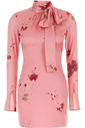 BLUMARINE Pink Stretch Silk Mini Dress