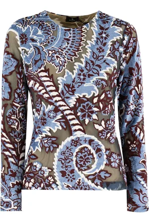 Etro Floral Paisley Tulle Top