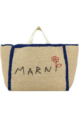 Marni Ivory Raffia Shopping Bag