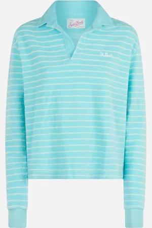 MC2 SAINT BARTH Light Blue Terry Striped Sweatshirt Magda