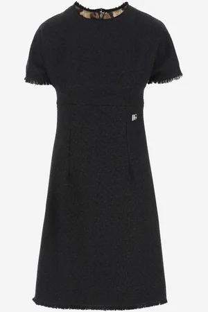 Dolce & Gabbana Rachel Tweed Midi Dress With Dg Logo