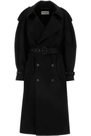 Saint Laurent Black Cotton Trench Coat