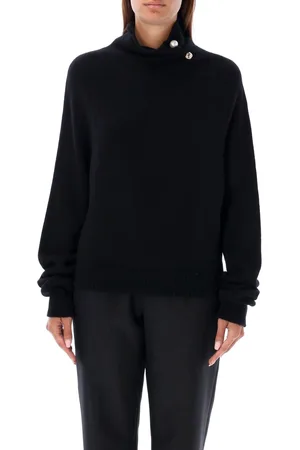 Serafini High Neck Pearl Brooch Sweater