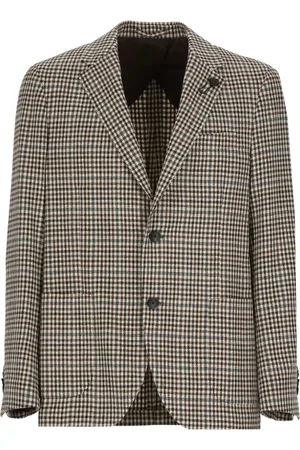 LARDINI Red And Beige Checkered Jacket