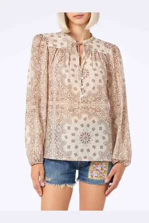 MC2 SAINT BARTH Woman Silk Voile Blouse Harper With Bandanna Print