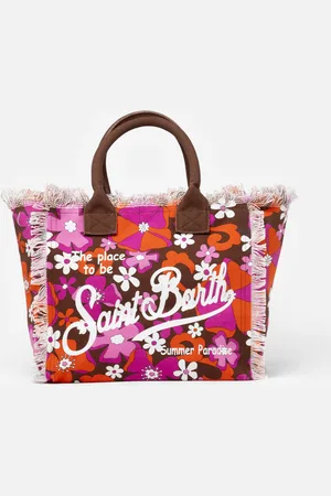 MC2 SAINT BARTH Cotton Canvas Tote Bag With Retro Flower Print