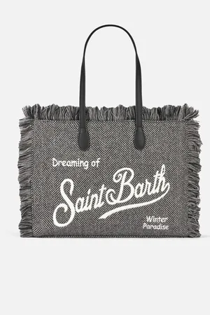 MC2 SAINT BARTH Donegal Vanity Fringed Shoulder Bag With Herringbone Pattern
