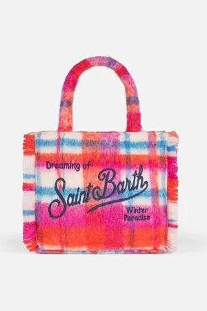 MC2 SAINT BARTH Wooly Colette Fringed Handbag With Tartan Pattern