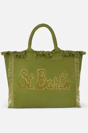 MC2 SAINT BARTH Military Cotton Canvas Vanity Tote Bag With Logo Patch