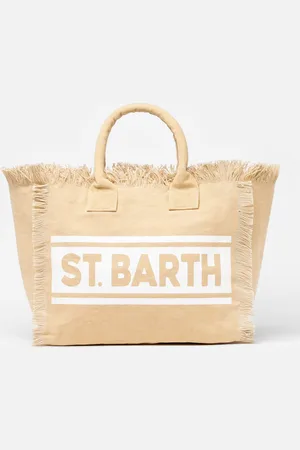 MC2 SAINT BARTH Beige Cotton Canvas Vanity Shoulder Bag