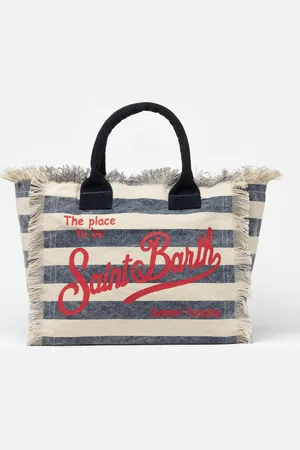 MC2 SAINT BARTH Striped Cotton Canvas Vanity Tote Bag