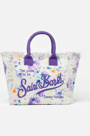 MC2 SAINT BARTH Water Color Flower Cotton Canvas Vanity Tote Bag