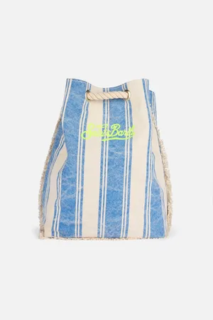 MC2 SAINT BARTH Boat Canvas Backpack With White And Light Blue Stripes