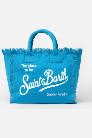 MC2 SAINT BARTH Light Blue Cotton Canvas Vanity Tote Bag