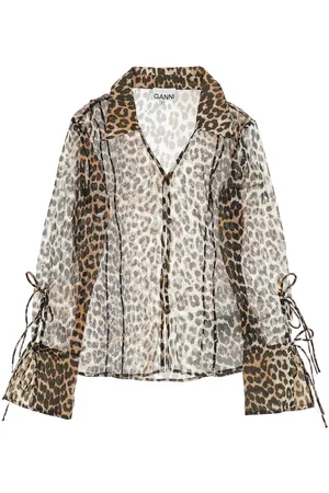 Ganni Leopard Print Chiffon Blouse