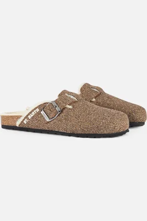MC2 SAINT BARTH Woman Sandal Furry Clogs With Herringbone Print