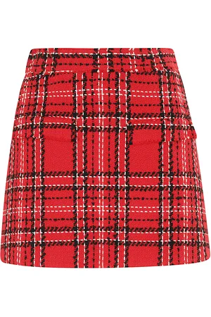 Msgm Check Red Cotton Blend Shorts