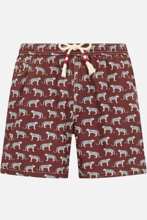 MC2 SAINT BARTH Man Lightweight Fabric Swim-shorts Lighting 70 With Micro Cheeta Print