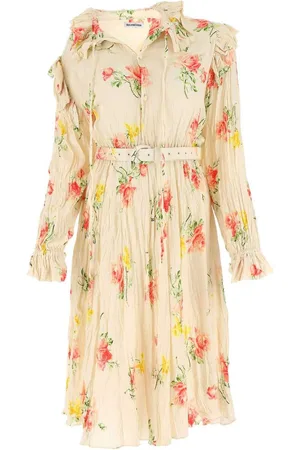 Balenciaga Vintage Flower Offshoulder Dress