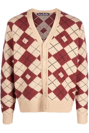 Acne Studios Logo-appliqué Diamond-pattern Cardigan