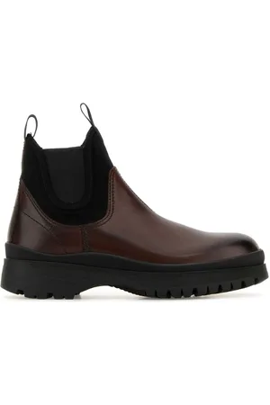 Prada Brown Leather Ankle Boots