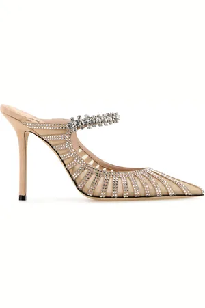 Jimmy Choo Embellished Leather And Mesh Bing 100 Mules