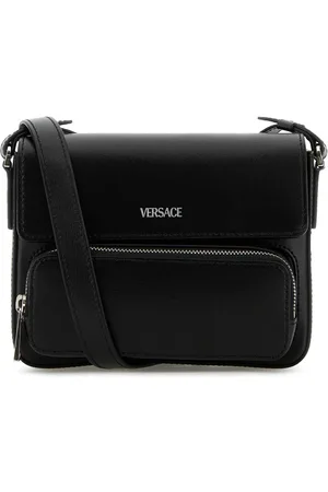 VERSACE Black Leather Crossbody Bag