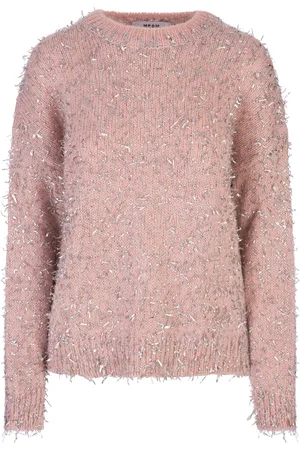 Msgm Wool Blend Sweater With Silver Metallic Thread