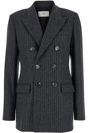 Ami Striped Double-breasted Jacket In Wool Woman