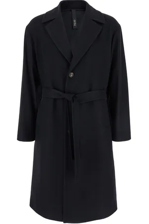 HEVO Black Single-breasted Coat With Notched Revers In Wool Blend Man