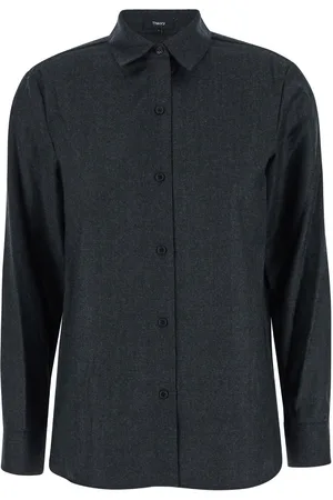 THEORY Shirt With Classic Collar In Wool Woman