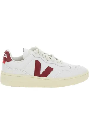 Veja V-90 White Low Top Sneakers With Logo Patch In Leather Woman