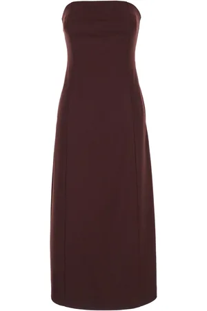 SEMICOUTURE Sleeveless Midi Dress With Bustier-style Neckline In Wool Blend Stretch Woman