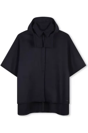 Chloé Blue Hooded Coat With Collar In Wool Girl