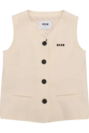 Msgm Brushed Viyella Over Gilet Girl Crema/cr