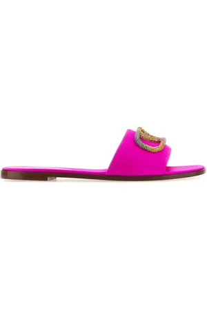 VALENTINO GARAVANI Fuchsia Satin Escape Slippers