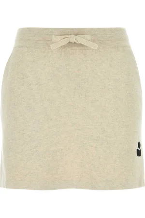 Marant Etoile Melange Cream Stretch Cotton Blend Amaline Mini Skirt