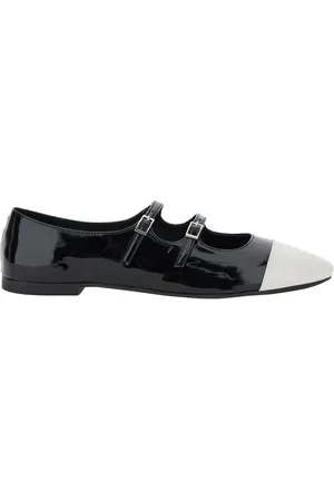 Jeffrey Campbell Ballet Shoes With Double Buckle And Stacked Heel In Patent Leather Woman