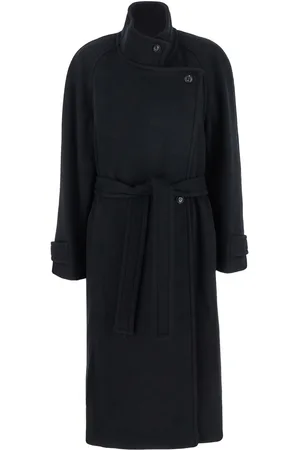 Low Classic Double-breasted Coat With Removable Belt And Wraparound Design In Wool Blend Woman