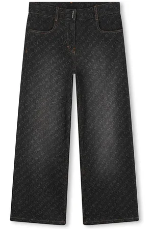 Givenchy Black Straight Jeans With All-over Logo Print